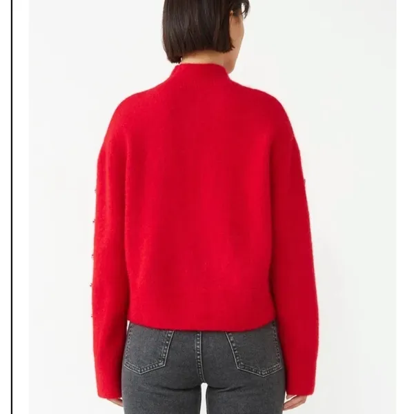 NWT & Other Stories Red Mohair Wool Rhinestone Cropped Sweater XS - Image 6