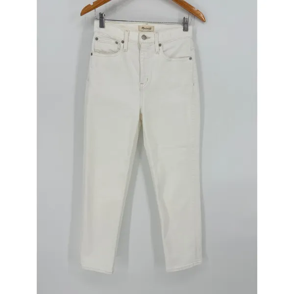 Madewell The Perfect Vintage Jean Womens 24 Tile White‎ Raw Hem High Rise Denim - Image 4