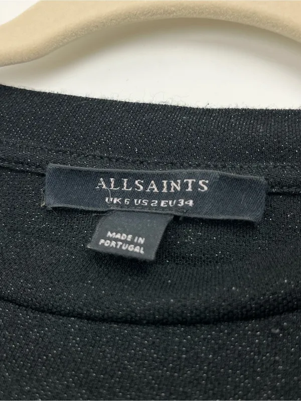All Saints Mika LS Mini Tank Dress Sleek Black Sleeveless Sheath Womens US‎ 2 - Image 3