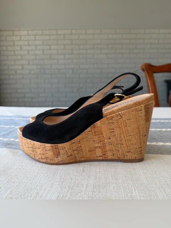 Stuart Weitzman Riviera Slingback Wedge Platform Sandals Size 7.5 - Image 6