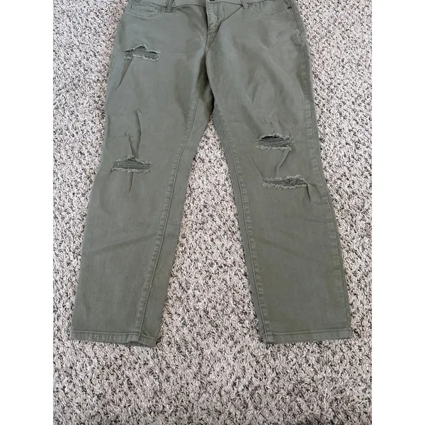 Soho New York &‎ Company Jeans Women's Green Distressed Ankle Legging Size 14 - Image 3