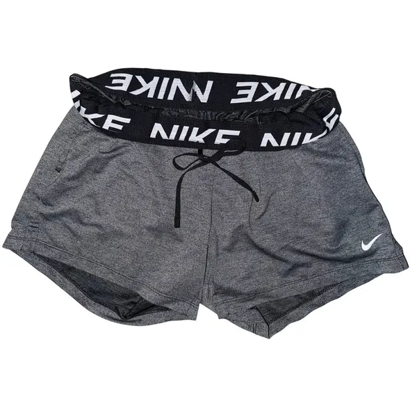 Nike Dri-Fit Women's Small Gray Short Atheltic Running Shorts EUC logo band - Image 2