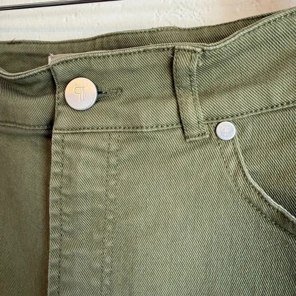 Pilcro Anthropologie Olive Green Denim Mini Skirt High Rise Utility Gorpcore 10 - Image 6