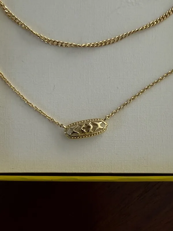 Kendra Scott Emma Filigree Gold Layered Necklace Set Double Chain New - Image 2