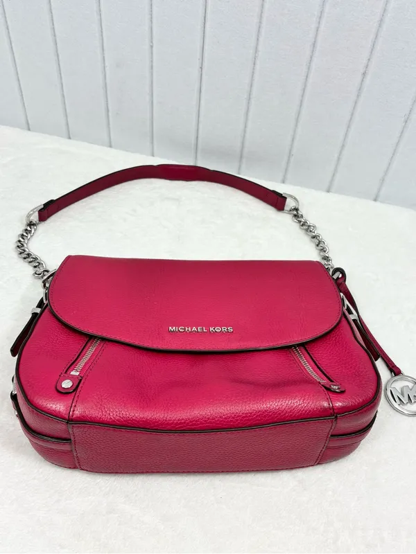 Michael Kors Handbag Bedford Legacy Leather Flap Crossbody Raspberry Pink - Image 7