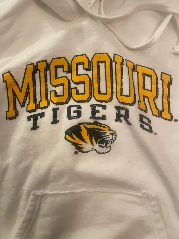Univ of Missouri Mizzou White Hoodie Sweatshirt Sz Sm - Image 2