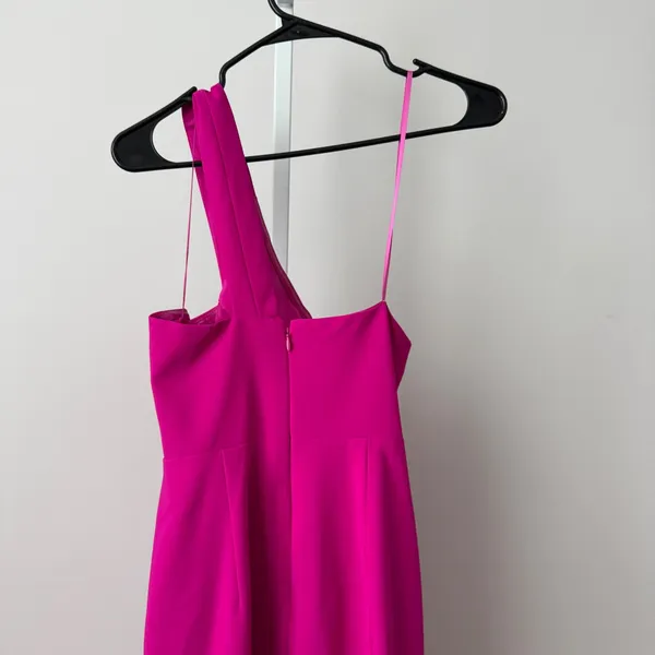 Aidan Mattox sz 4 Hot Pink One Shoulder‎ High Slit Formal Maxi Gown Luxury - Image 6