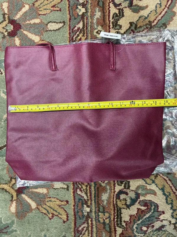 Nordstrom Purse Tote Bag Leather Dark Maroon Burgundy Women’s New With Tags - Image 7