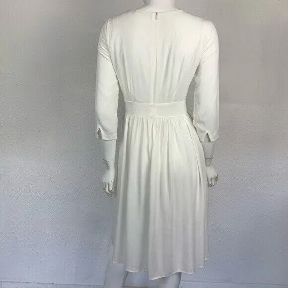 Mod Ref Midi‎ Dress Small White Embroidered Boho Resort Beach Bridal Casual - Image 8