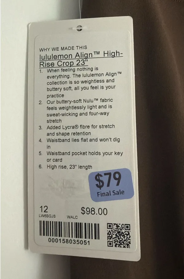Lululemon Size 12 Align HR 23” Crop Leggings - Image 5