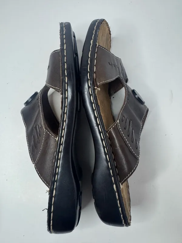 Natural Soul by Naturalizer Cade Brown Leather Sandals Women's Size 9W - Image 5