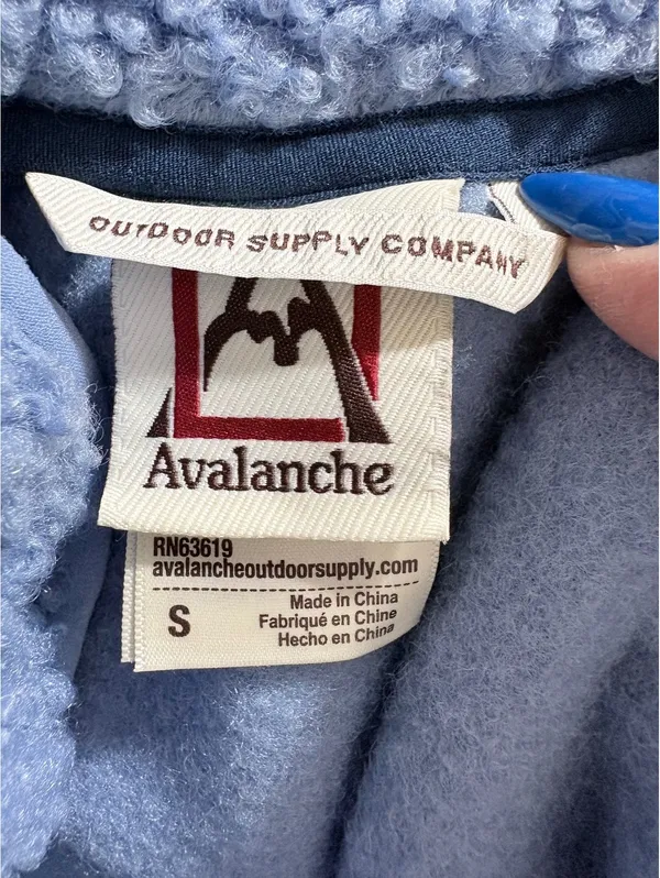 Avalanche Fleece Jacket Size S Blue Snap Front Sherpa Soft Outdoor - Image 5