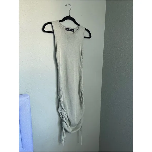 New Lioness Military Minds Ribbed Ruched Mini Dress Size S/4 Sage Green - Image 3