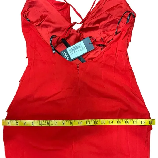 NWT Club L Red Ruffle Plunge Maxi Dress US 4 UK 8 Wedding Guest Formal Sexy - Image 8