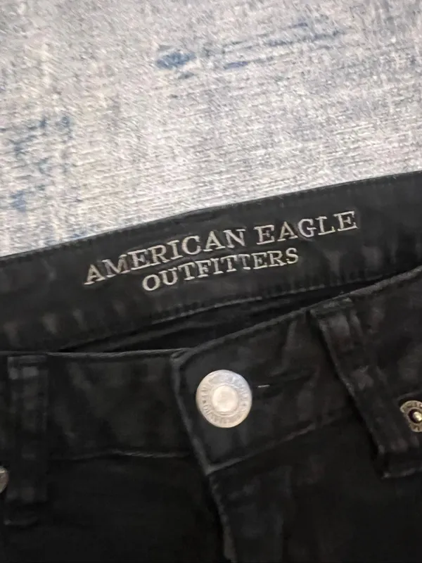 American Eagle Outfitters Black Super Stretch Skinny Jeans Size 4 SHORT - Image 3