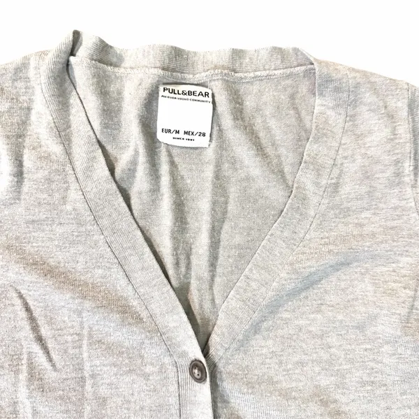 PULL & BEAR Light Gray Button Up Cardigan Sz M Size M - Image 3