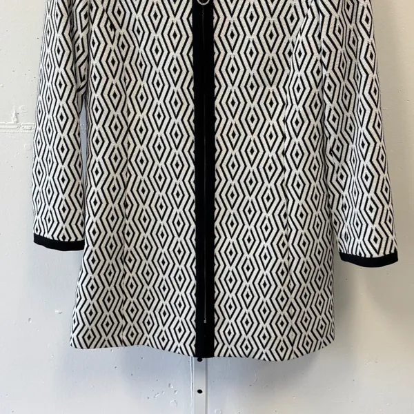 Tahari Arthur S Levine Aztec Diamond Ikat Zip Front Mid Length Jacket Coat Sz 4 - Image 5