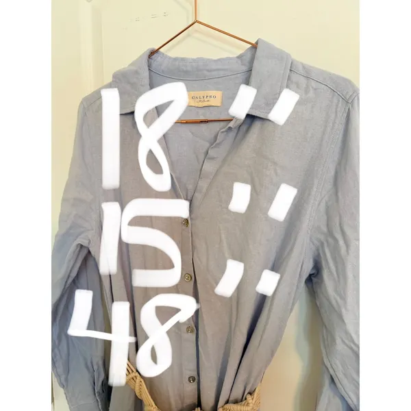 Calypso St. Barth Shirtdress Womens S Blue Linen Blend Macrame Belt‎ Midi Dress - Image 7