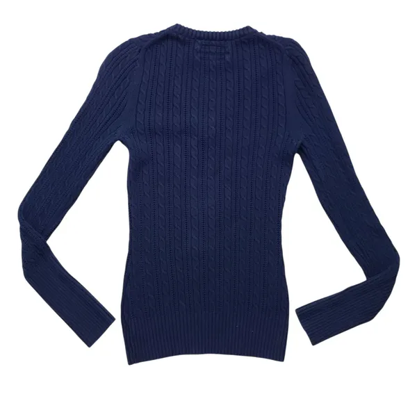 Vintage American Eagle Cable Knit Sweater Large Blue V Neck Preppy Y2K - Image 8