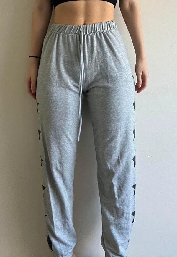 Grey Star Print Sweatpants Gray - Image 3