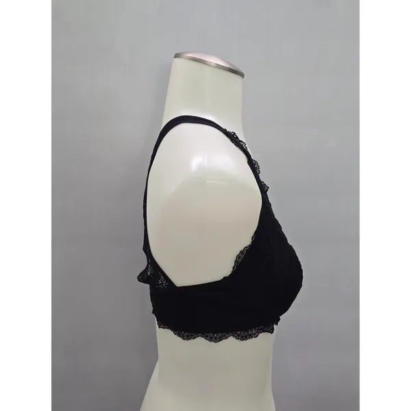 Felina Black Whimsy Romantic Boudoir Bridal Cottage Lingerie Lace Bralette Small - Image 4
