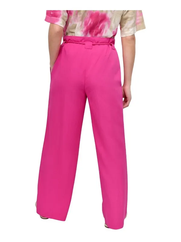 NWT DKNY Drawstring Tie-Front Wide-Leg Paperbag Pants P5DKFB17 Vivid Pink 4 - Image 2