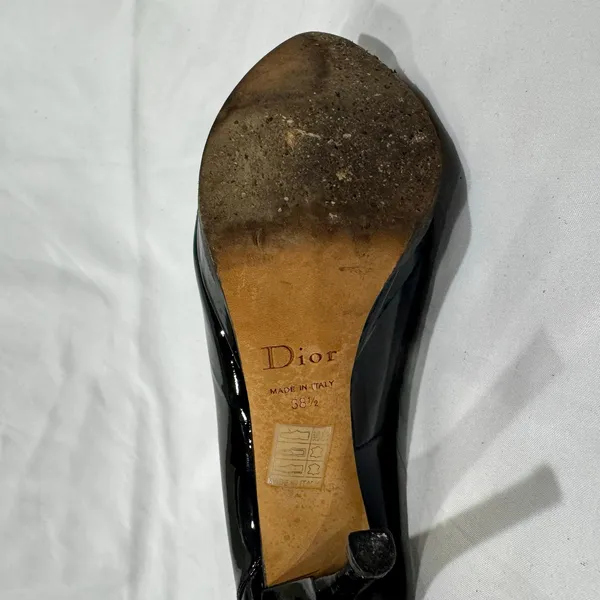 Christian Dior Black Patent Platform Bow Pump Y2K SINGLE SHOE - Image 7