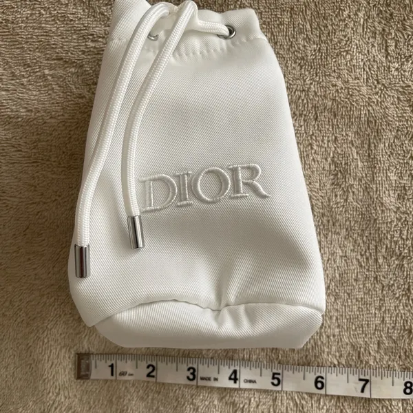 Dior White Cosmetic Bag with Drawstring - Image 5