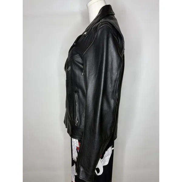 River Road Women's Small Black Cowhide Leather Motorcycle Moto Biker Jacket - Image 6