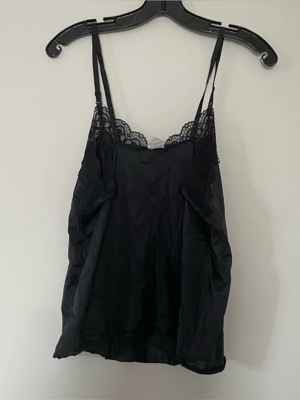 Vintage Black Lace Cami Top Womens Large Romantic 90s Lingerie - Image 2