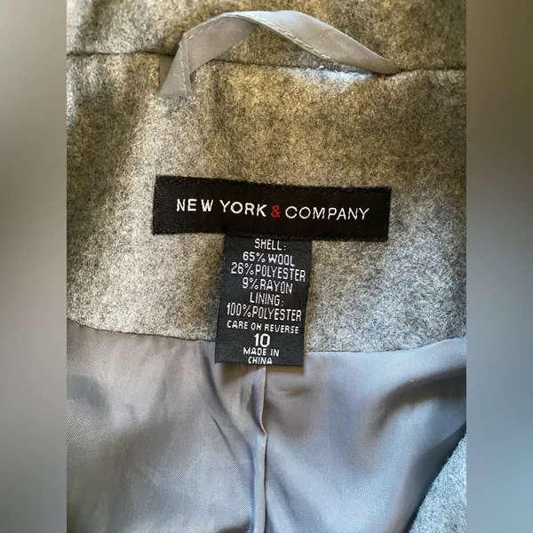 New York & Company Gray Button Down Wool Coat Peacoat - Image 8