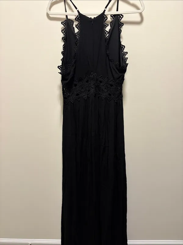 Lulu's Black Crochet-Trim Maxi Dress - Image 2