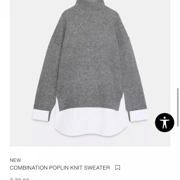 Zara Combination Poplin Knot Sweater NWT Large - Image 3