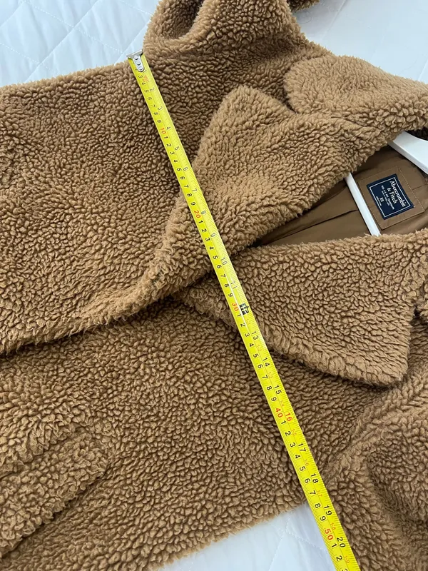 Abercrombie & Fitch Teddy Coat XS Camel Sherpa Faux Fur Cozy Oversized Winter - Image 6