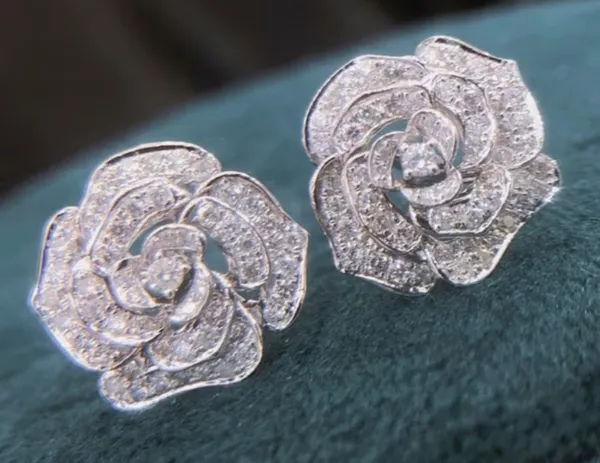 Sophisticated Rose-Shaped Stud Earrings NWT - Image 2