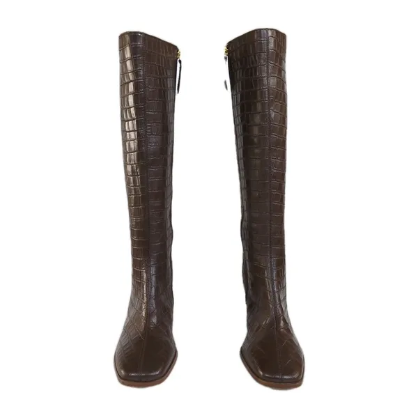 JOURNEE COLLECTION Tamori Leather Boot Brown Croc Embossed Knee High Women's 9.5 - Image 6