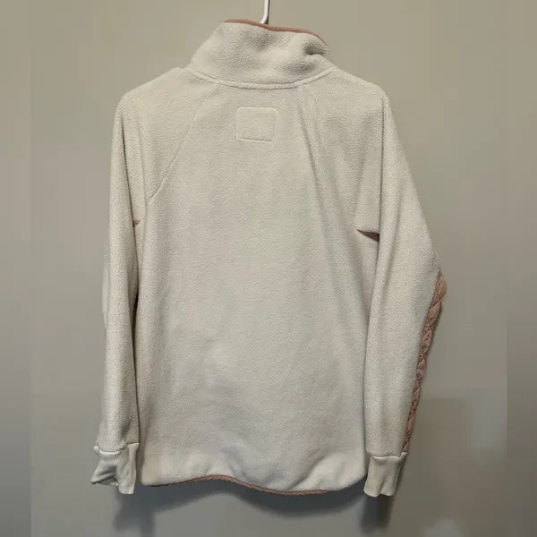 Abercrombie & Fitch Asymmetrical Snap Fleece Pullover White Blush Pink Size M - Image 7