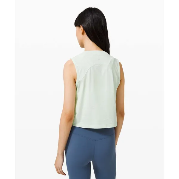 Lululemon Cinch Me Up Front Tank Springtime Green Ruched Cropped Top Size Small - Image 2