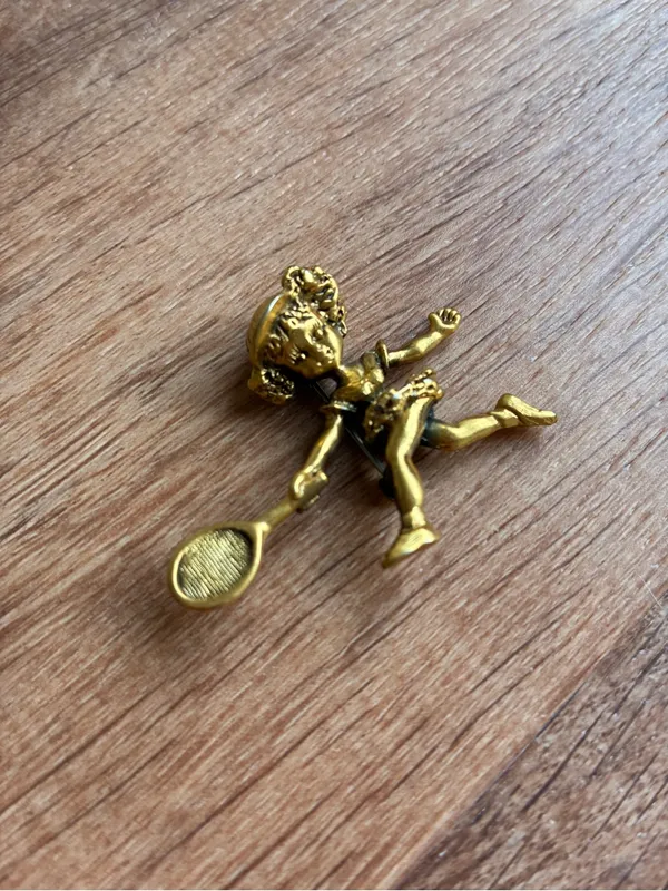 Tortolani Vintage Gold Tennis Brooch Pin - Image 2