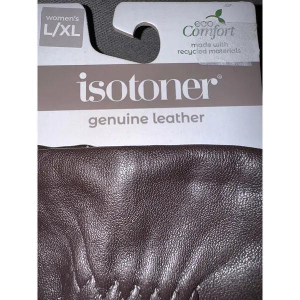 Brand New Isotoner Women's Size L/XL Brown Genuine Leather Gloves - Image 4