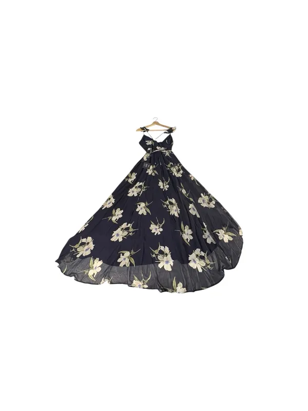 Lulus All Mine Wrap Maxi Dress XXS Navy Blue Floral High Slit Wedding Guest NWT - Image 9
