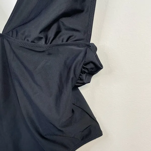 Aerie Black Minimalist Plunge One Piece Swimsuit Swim Suit womens S Long Tall - Image 4