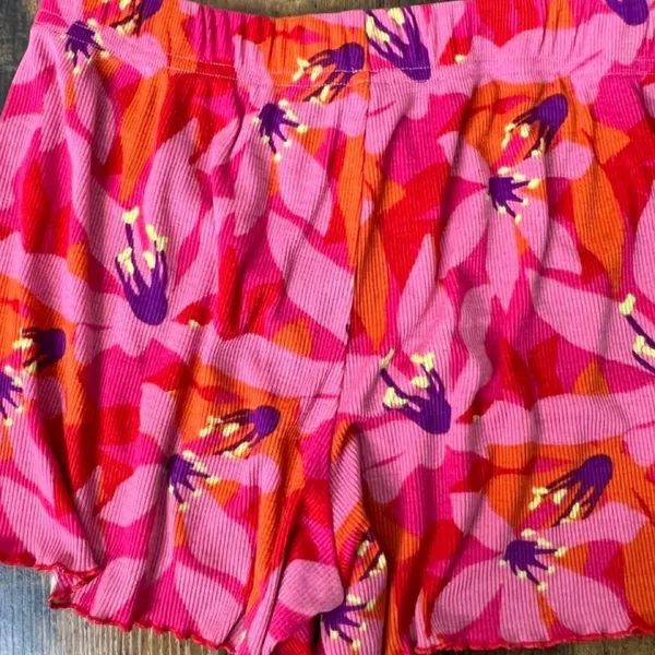 Peyton & Parker Womens Pink Floral Ribbed Pajama Set Tank Top and Shorts Small - Image 4