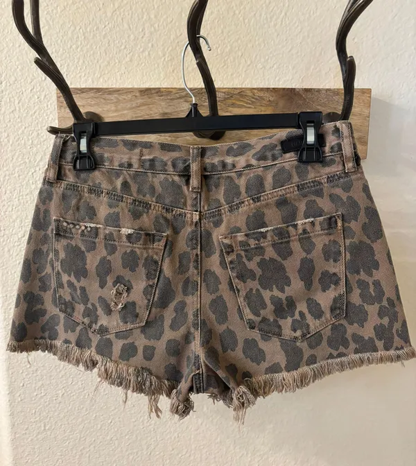 Cheetah Print Denim Shorts - Image 2