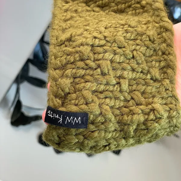 WW Knits Olive Green Chunky Hand Knit Wool Headband Ear Warmer One Size - Image 2