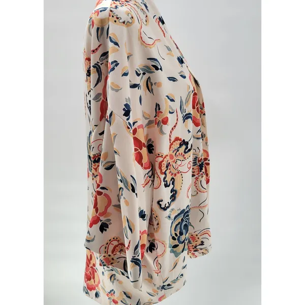 Zara TRF Outerwear Duster Kimono Jacket S-M White Floral Thick Fabric Open Front - Image 14