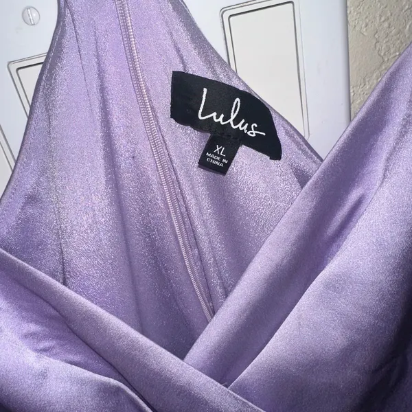 Lulus XL Lavender Purple Satin Maxi Bridesmaid Formal Black Tie Wedding Dress - Image 6