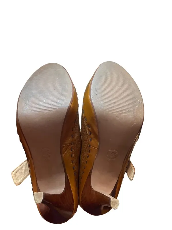 Michael Kors wms brown leather pebbled stilleto 5" heels shoes sz 8M SKU 10-404 - Image 6