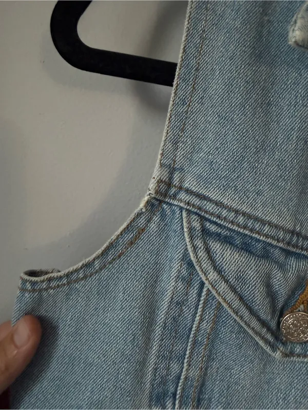 VTG Y2K SHE SAID Denim Vest Jacket Light Blue Light Wash Barn Vest Cotton L - Image 5