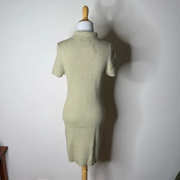 Abercrombie Olive Green Ribbed Knit Mini Dress - Image 6